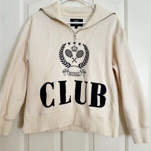 Ellandemm Tennis 'CLUB' Half-Zip Pullover Hoodie with Sweater Trim XS